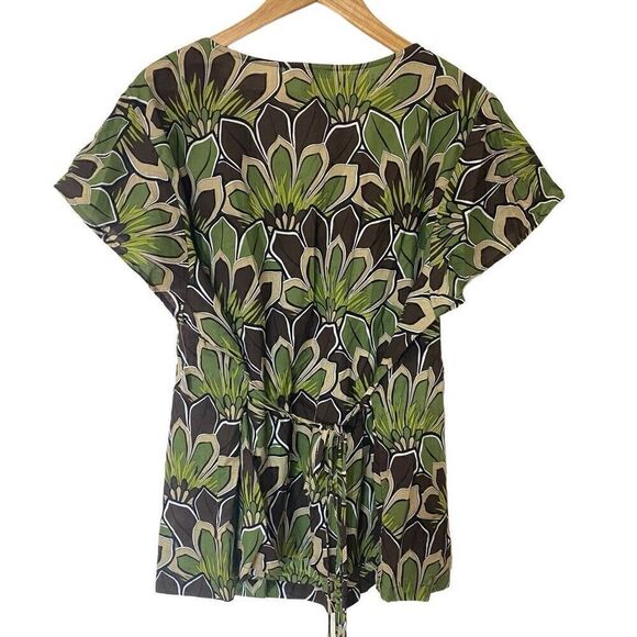 Apt. 9 NEW plus size 3X green brown tie in back blouse - Picture 3 of 6